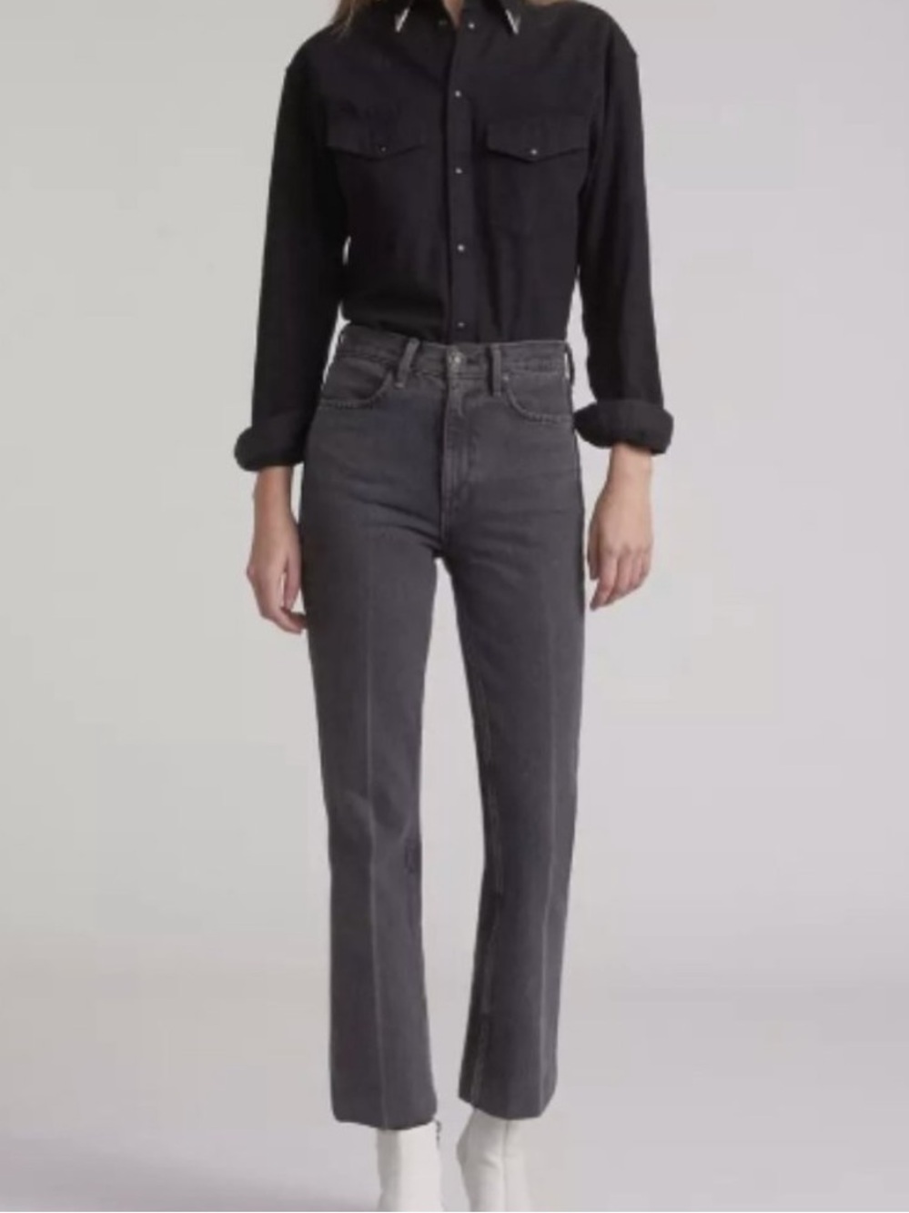 Rag & Bone Dylan Vintage Inspired Cropped Bootcut Jeans Size 25 In Gray Kuro